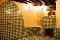 Shower in 1st Bathroom of Dar Ben Safi, Fes, Morocco
