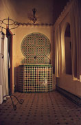 Interior Photo of the Pasha Baghdadi Massriya ï¿½ an antique, royal apartment suite in the Fez Medina.